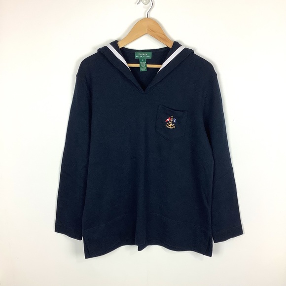Vintage Lauren Ralph Lauren Oversized Navy Blue Nautical Sailor Sweater